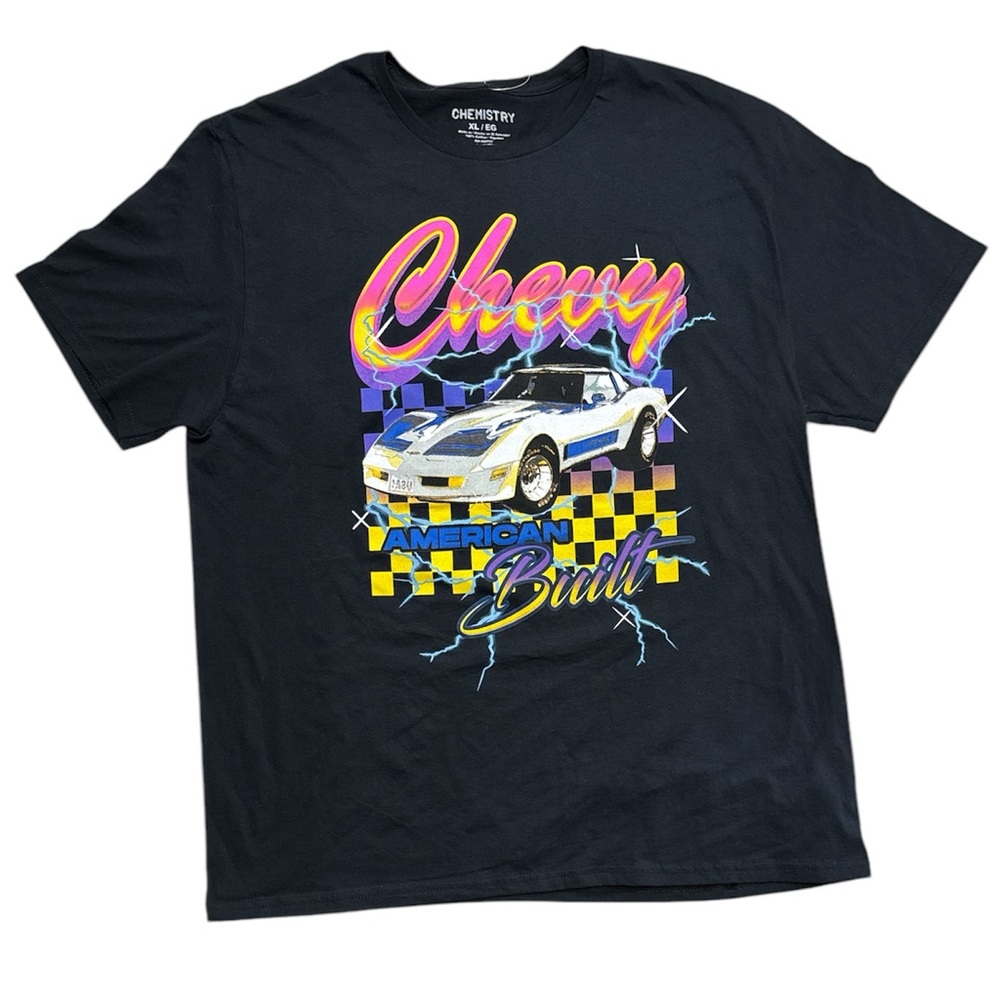 Chemistry Chevy American Built C3 Corvette Black Graphic T-Shirt Men Size XL